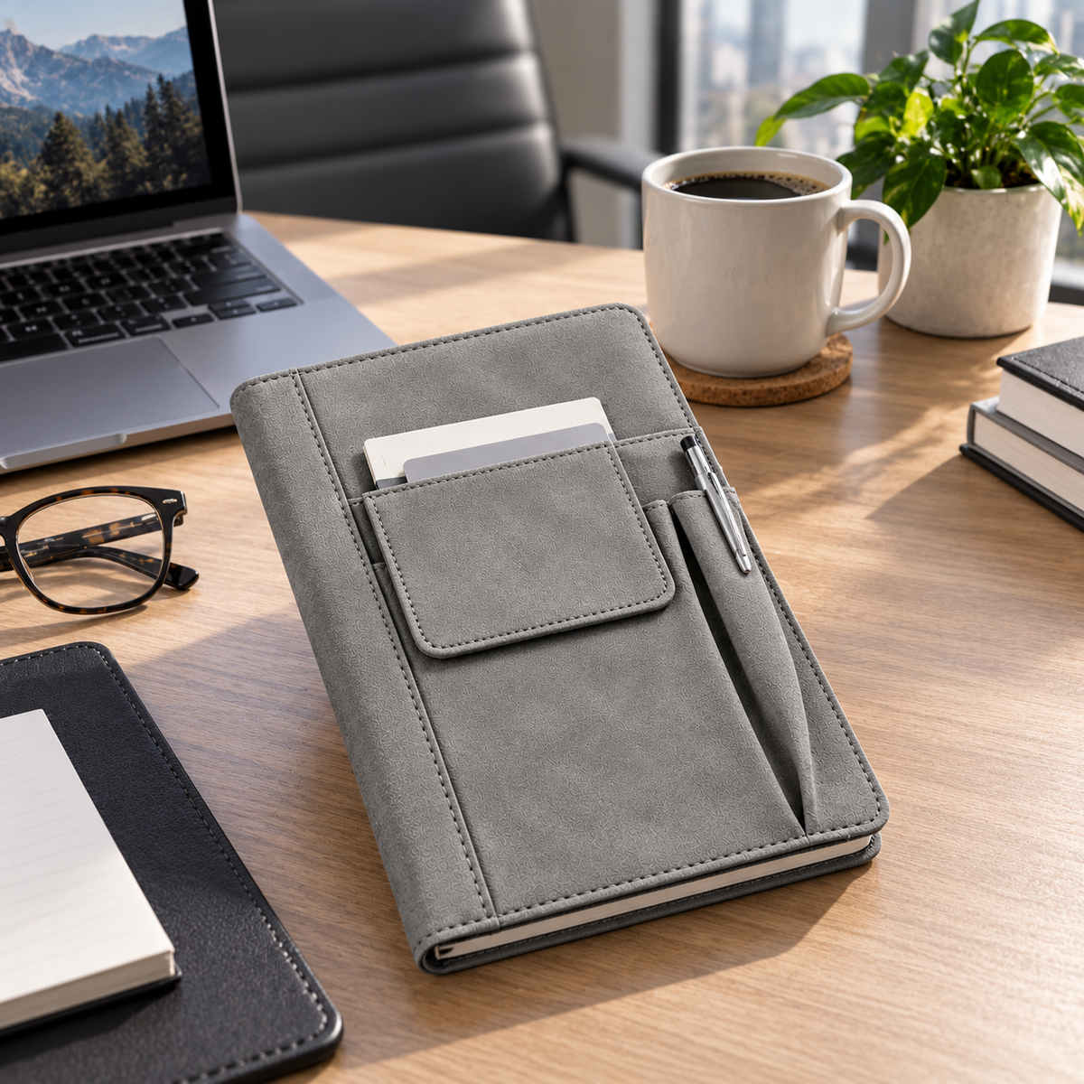 Grey A5 Pocket Notebook with Pen Holder