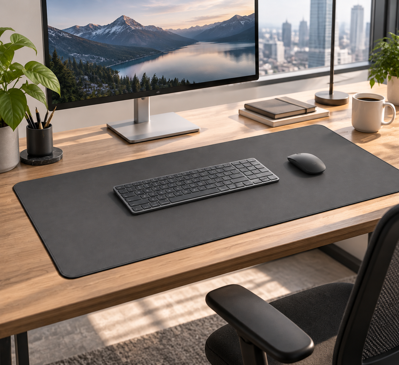 Double-Sided Leather Cork Desk Mat