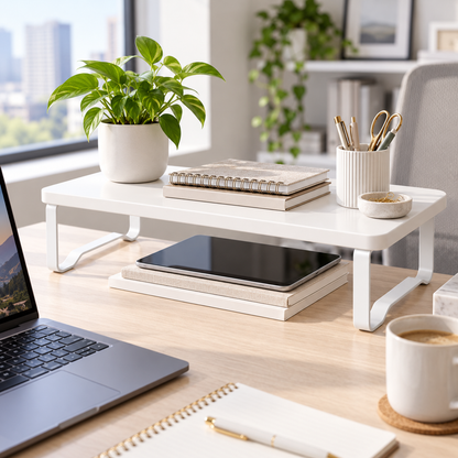 White Desktop Monitor Stand Riser